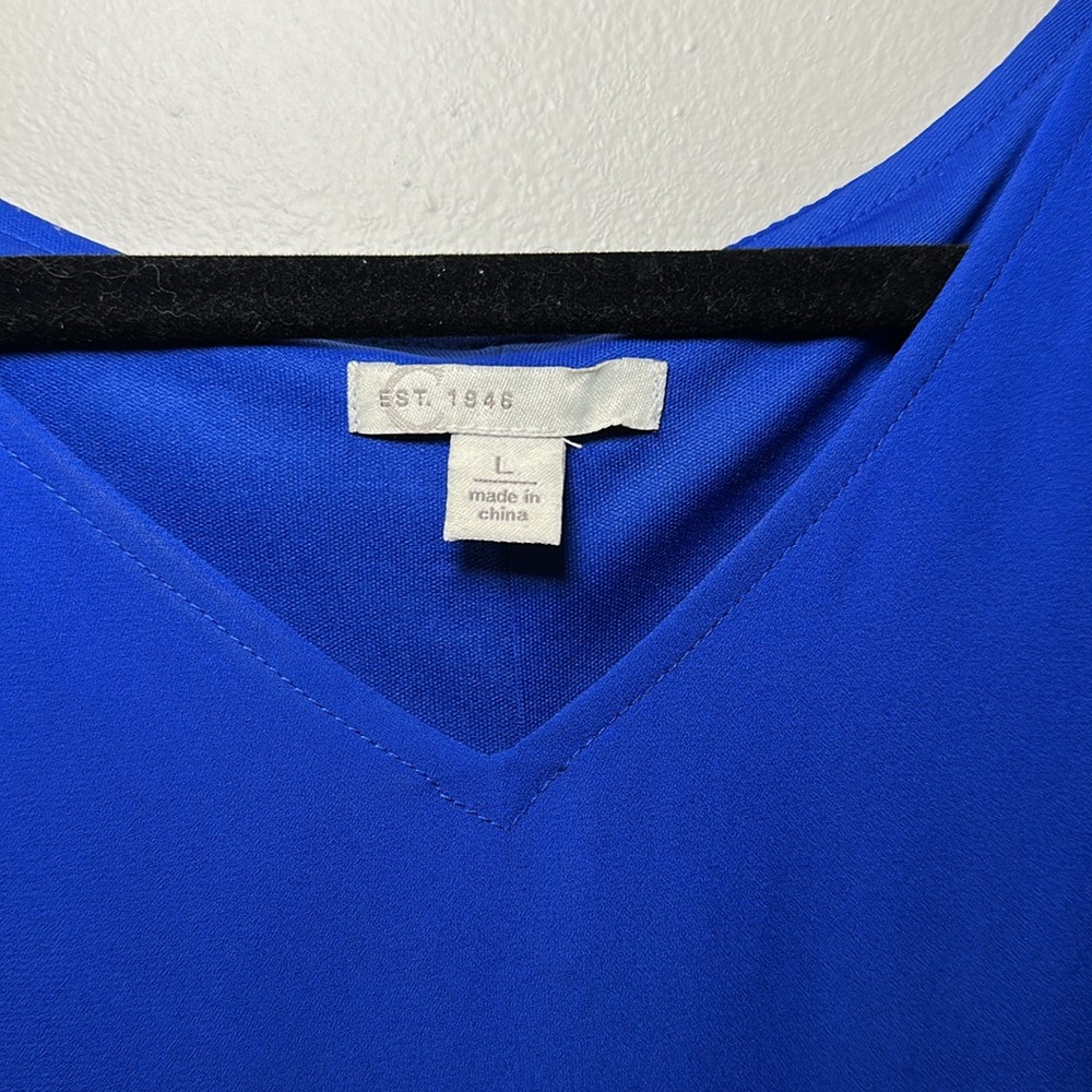 🩵C est 1946 Women’s Blue Flutter Sleeve Dress Size L - Picture 3 of 4